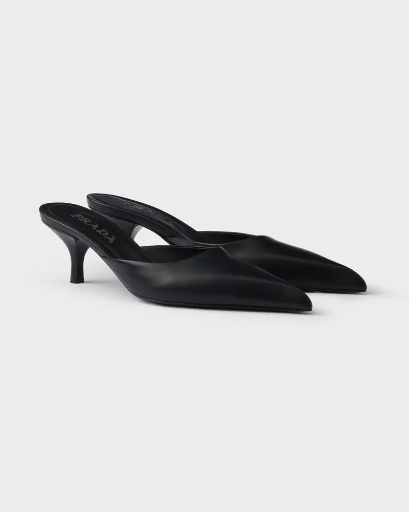 Prada Mules aus Leder Schwarz
