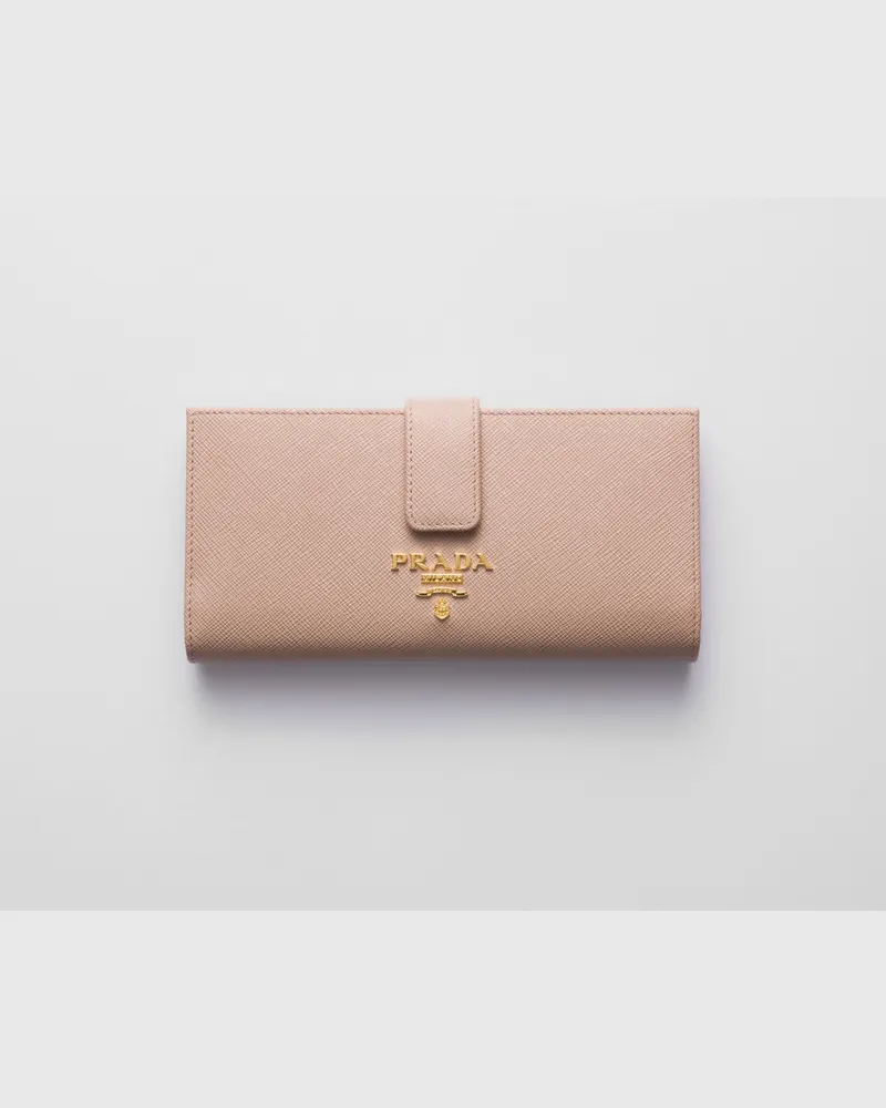 Prada Große Geldbörse aus Saffiano-Leder Puderrosa