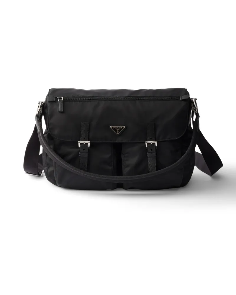 Prada Schultertasche Aus Re-nylon, Herren, Schwarz Schwarz