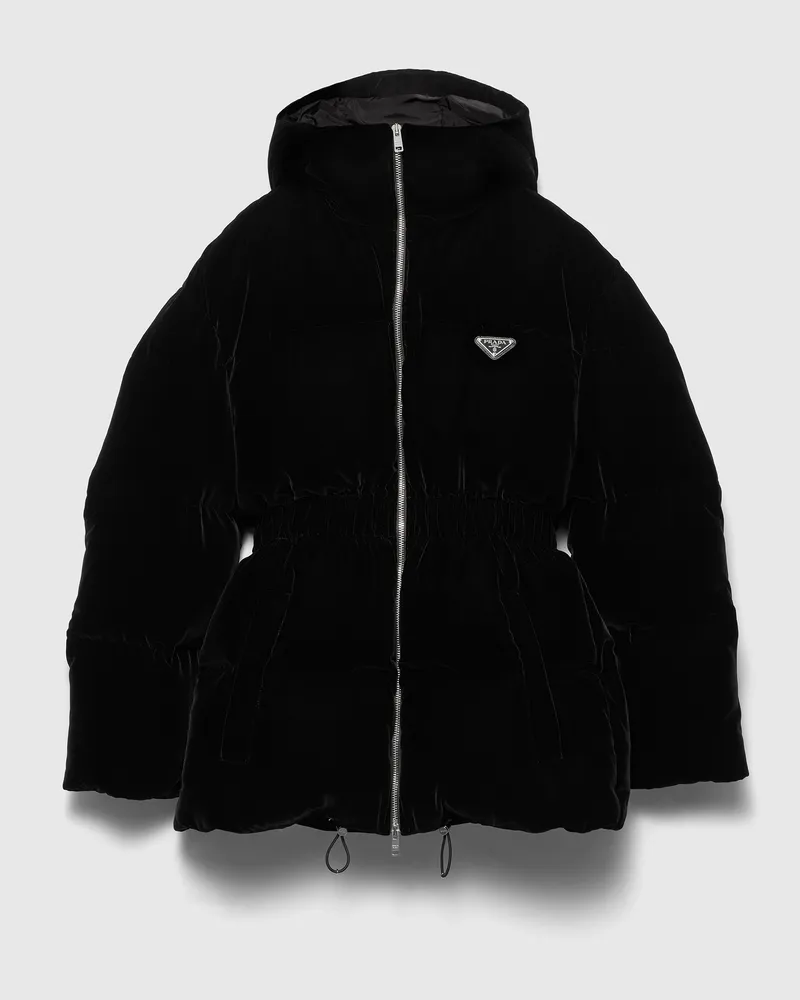 Prada Daunenjacke aus Samt Schwarz