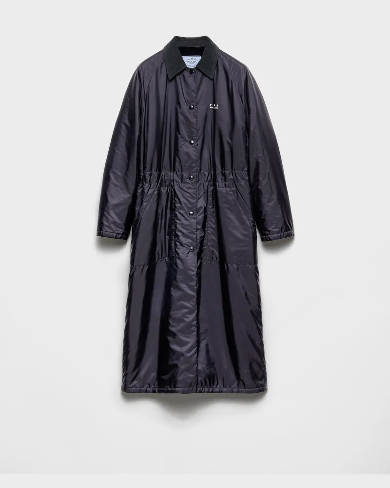 Prada Leichter Regenmantel aus Re-Nylon Blau