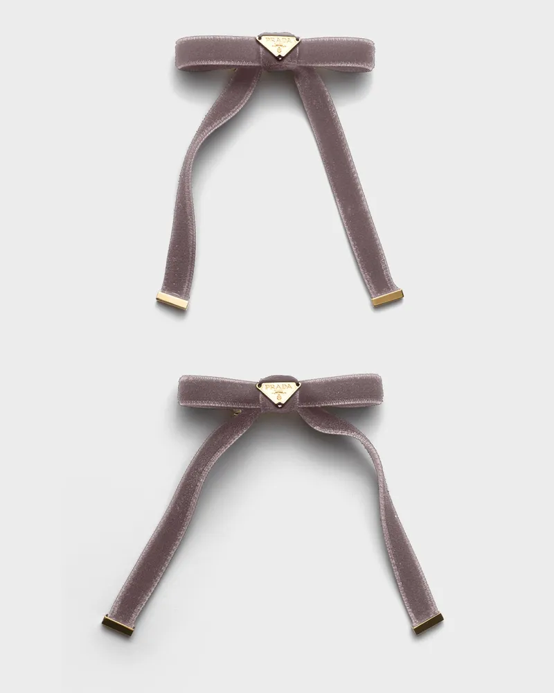 Prada Haarspangen aus Samt Schiefergrau