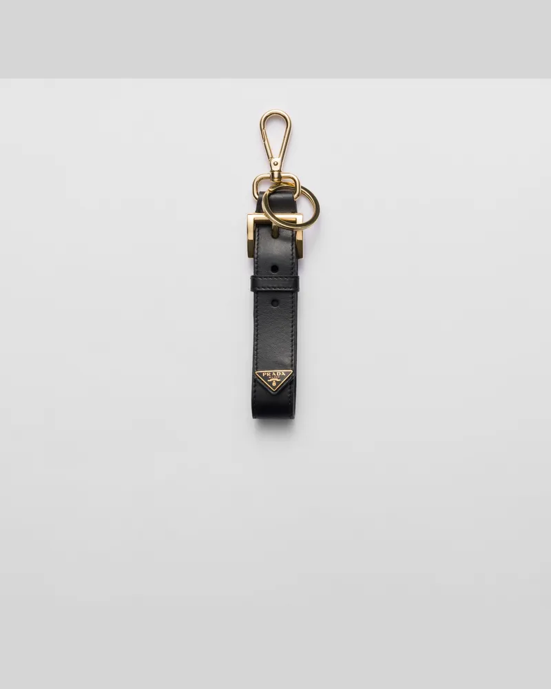 Prada Schlüsselring aus Leder Schwarz