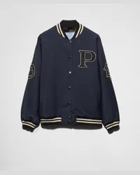 Prada Bomberjacke aus Kid Mohair mit Aufnähern Marineblau