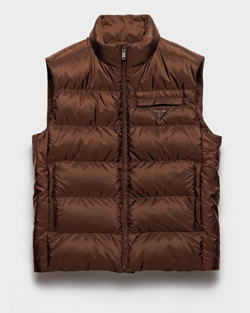 Prada Weste aus Re-Nylon Kakaobraun