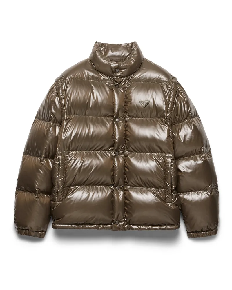 Prada Mittelschwere Daunenjacke Aus Re-nylon, Herren, Selva Grün, Größe Selva
