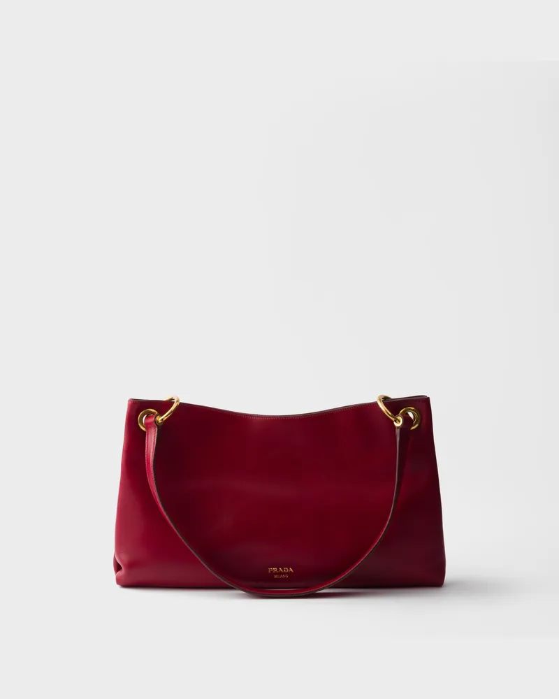 Prada Große  Etude Schultertasche aus Leder Rubinrot