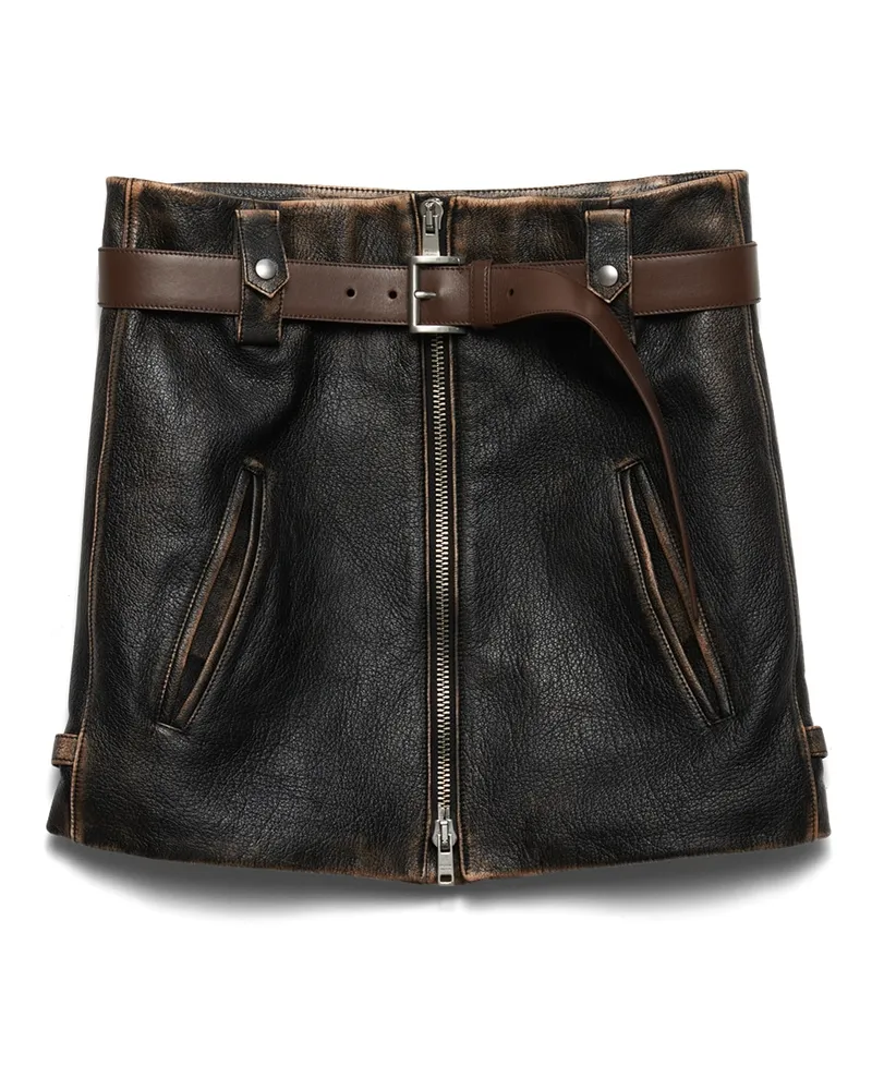 Prada Minirock Aus Leder, Damen, Schwarz, Größe Schwarz