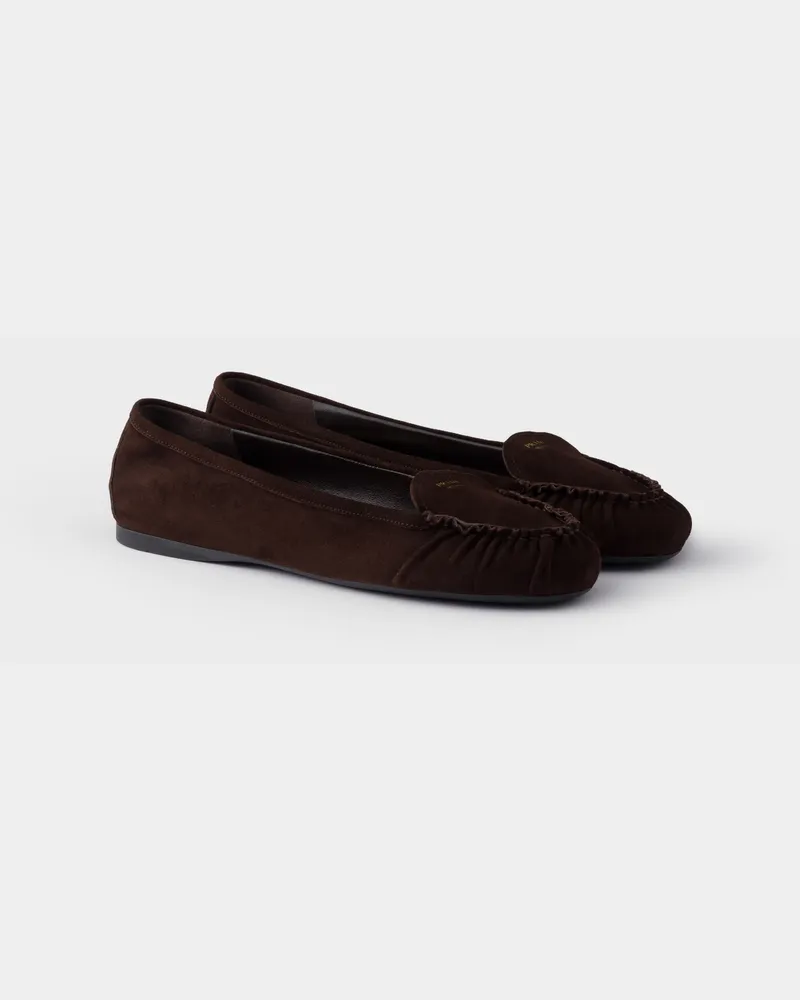 Prada Ballerinas aus Wildleder Dunkelbraun