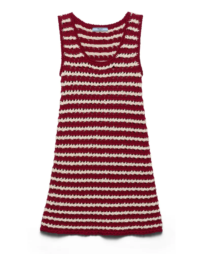 Prada Gehäkeltes Minikleid Aus Baumwolle, Damen, Amaranth/natur, Größe Amaranth
