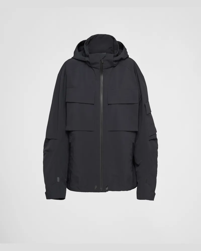 Prada Windbreaker aus leichtem Funktionsgewebe Schwarz