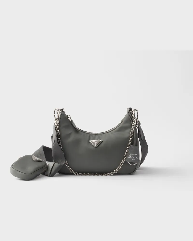 Prada Re-Edition 2005 Tasche aus Re-Nylon Quecksilbergrau