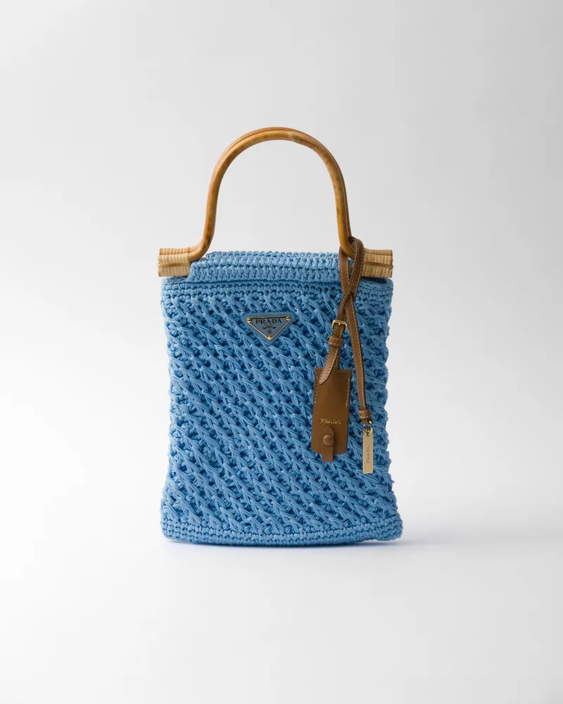 Prada Gehäkelte Mini-Handtasche aus Baumwolle Hellblau