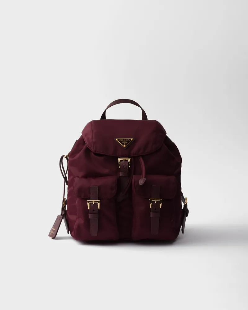 Prada Re-Edition 1978 Kleiner Rucksack aus Re-Nylon Burgunderrot