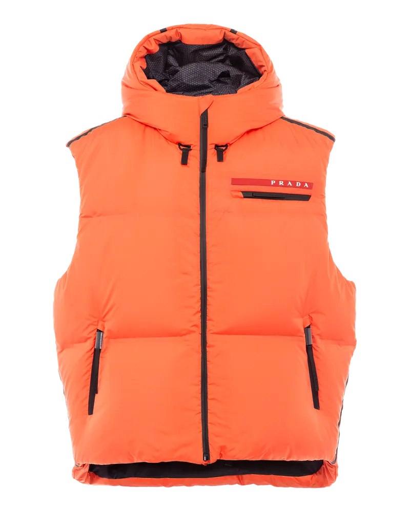 Prada Daunenweste aus technischem Nylon Orange