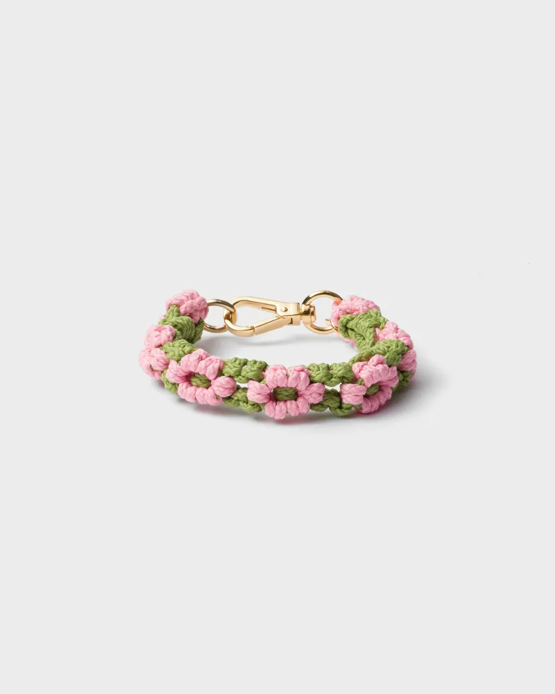 Prada Armband aus geflochtener Kordel Blütenrosa