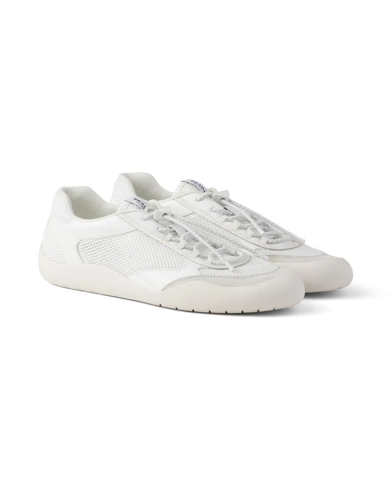 Prada Speedrock Sneaker Aus Lackleder Und Mesh, Herren, Weiss, Größe 11,5 Weiss