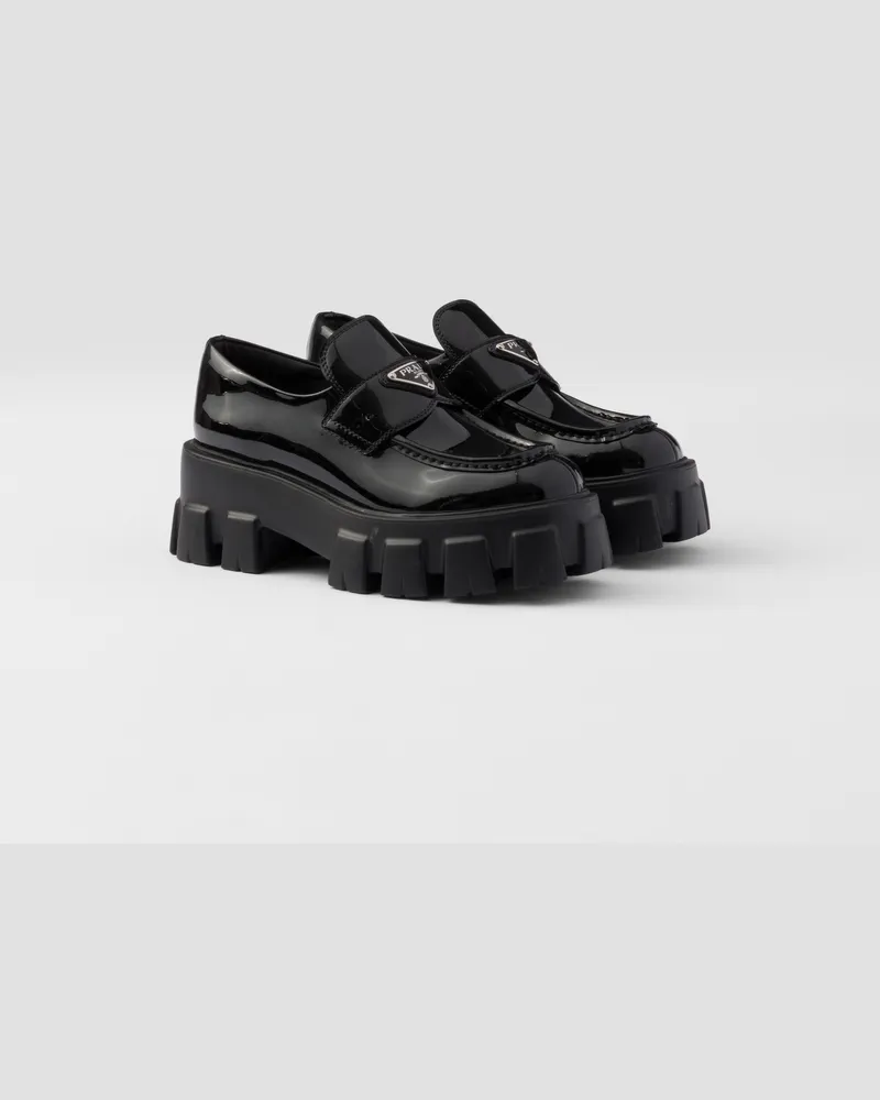 Prada Monolith Loafer aus Lackleder Schwarz