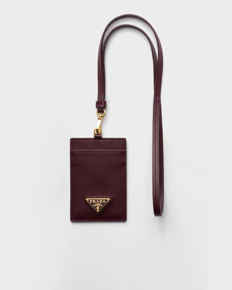 Prada Ausweisetui aus Saffiano Leder Burgunderrot