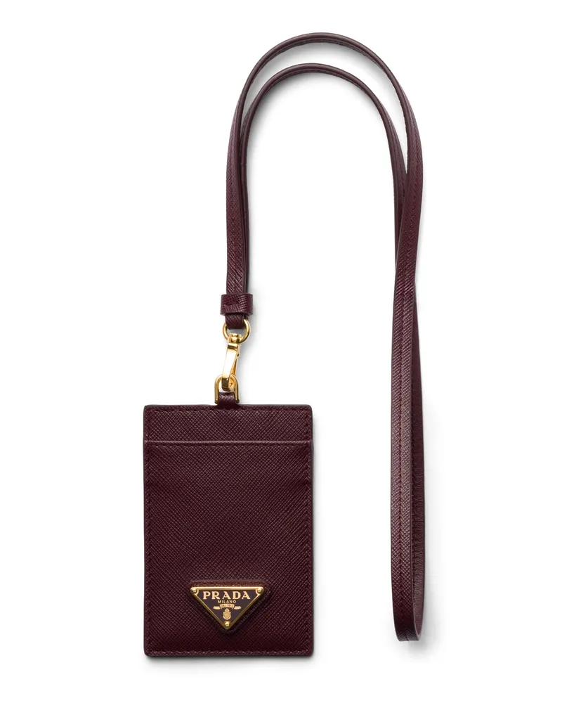 Prada Ausweisetui Aus Saffiano Leder, Damen, Burgunderrot Burgunderrot