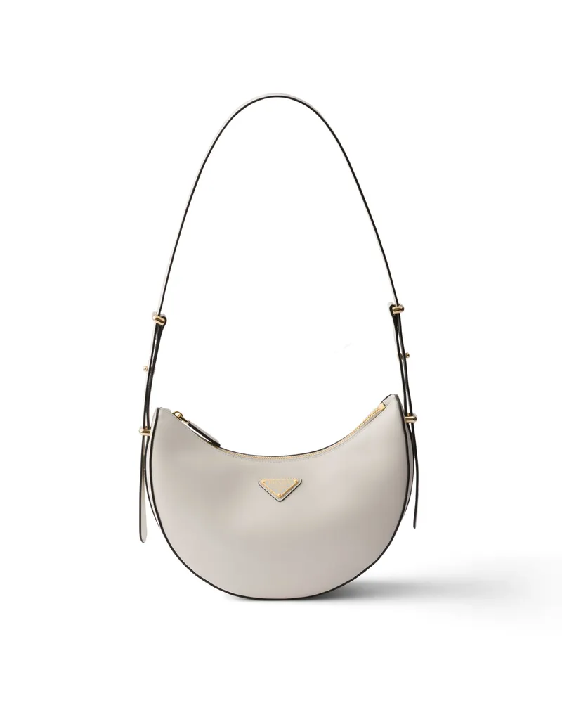 Prada Kleine  Arqué Schultertasche Aus Leder, Damen, Weiss Weiss