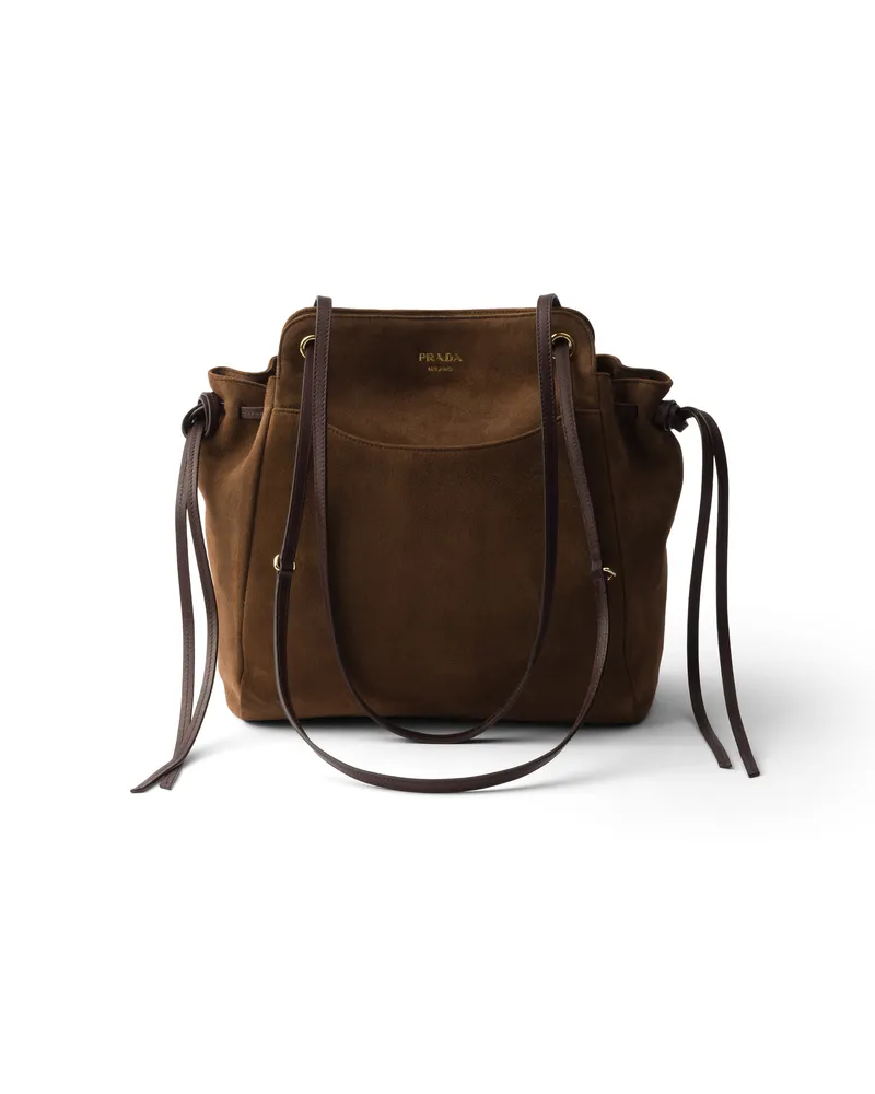 Prada Carry Minitasche Aus Wildleder, Damen, Kakaobraun Kakaobraun