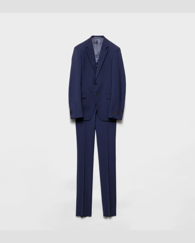 Prada Einreihiger Anzug aus Wolle und Mohair Ostseeblau