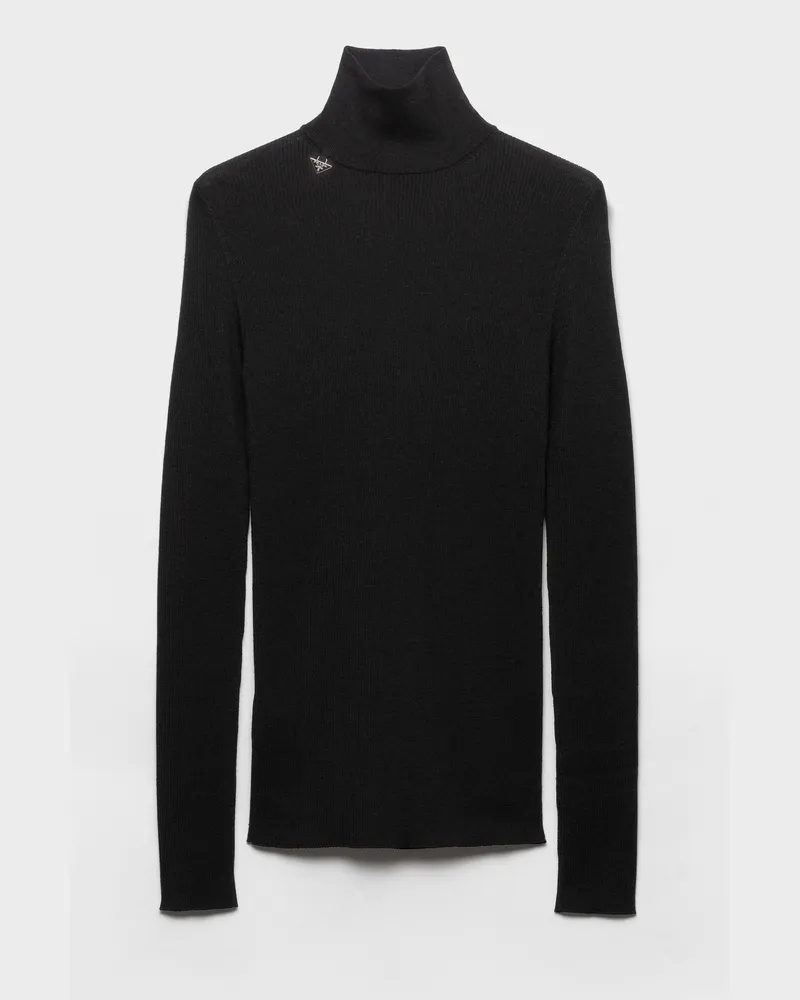 Prada Rollkragenpullover aus Wolle Schwarz