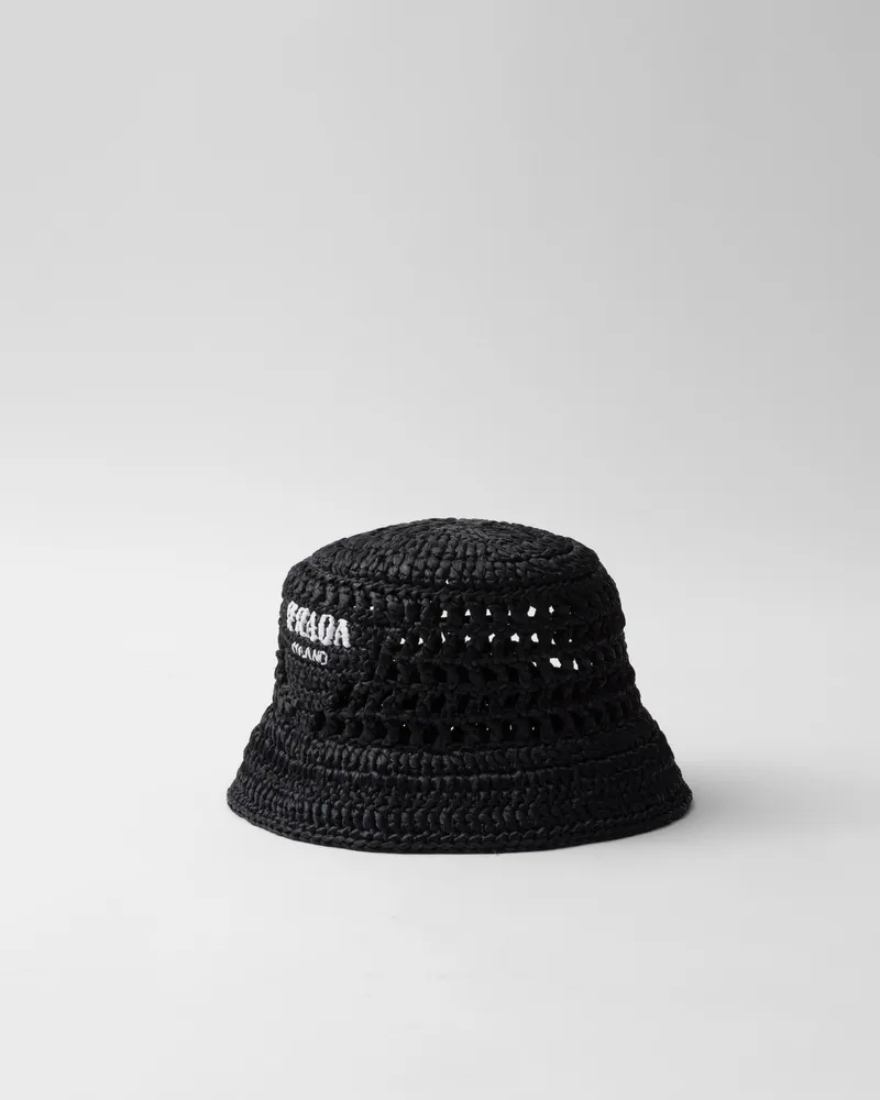 Prada Fischerhut aus Webstoff Schwarz