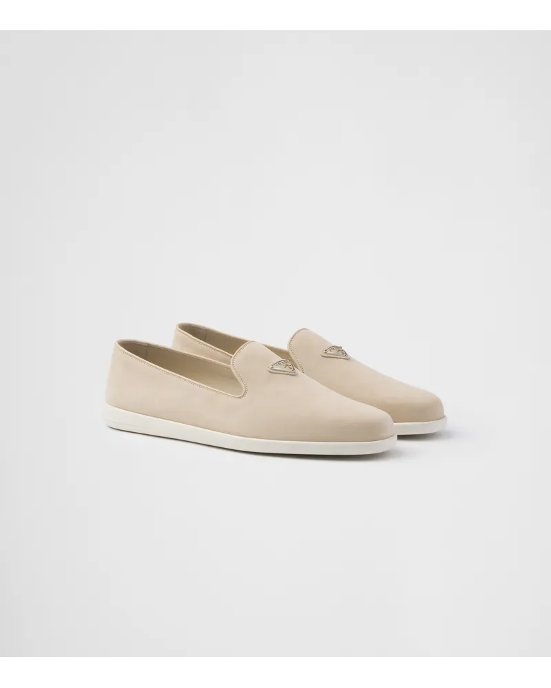 Prada Slip-ons aus Kalbs-Wildleder Wüstenbeige