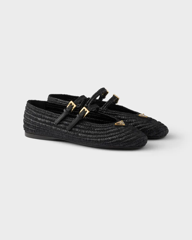 Prada Gehäkelte Ballerinas Schwarz