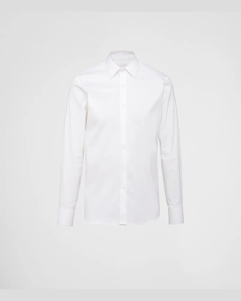 Prada Hemd Aus Stretch-Popeline Weiss