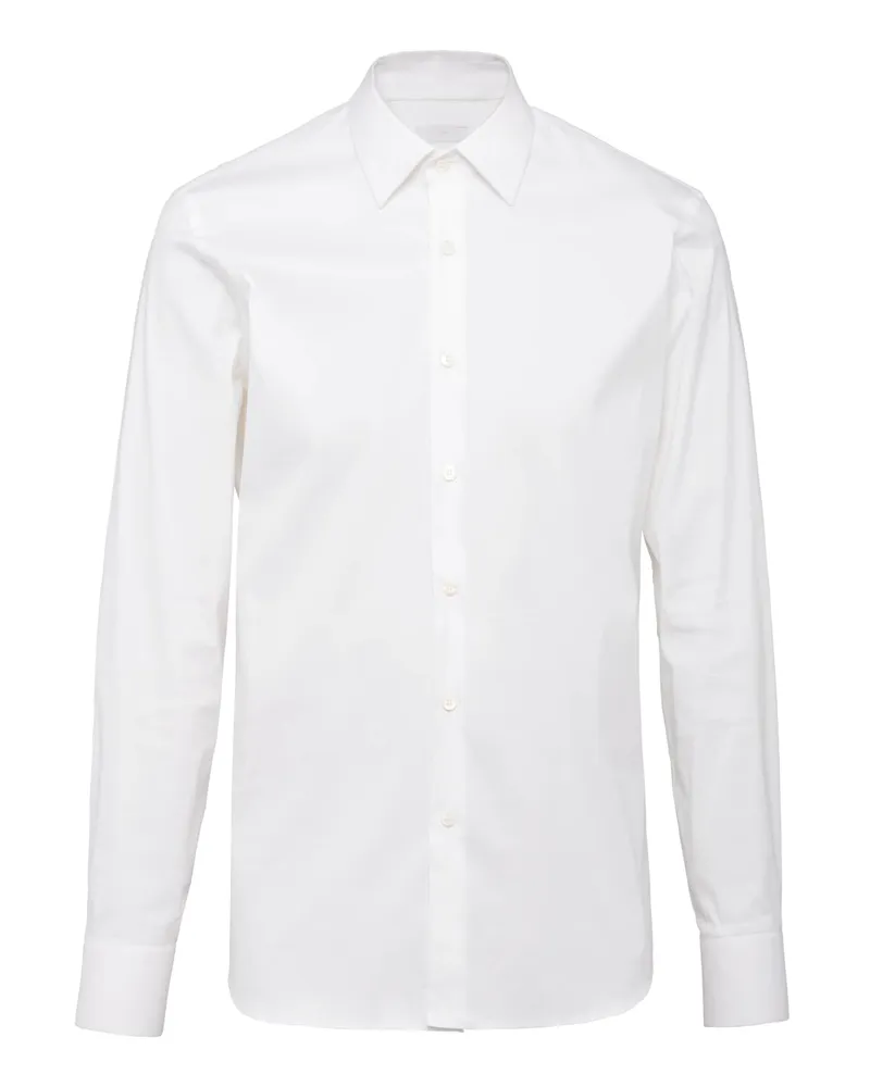 Prada Hemd Aus Stretch-popeline, Herren, Weiss, Größe Weiss