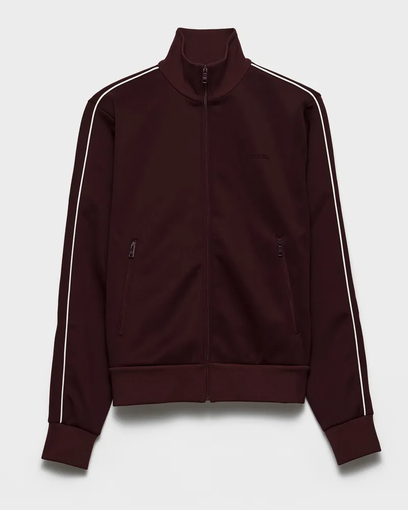 Prada Trainingsjacke aus Funktionsmaterial mit Reißverschluss Granat