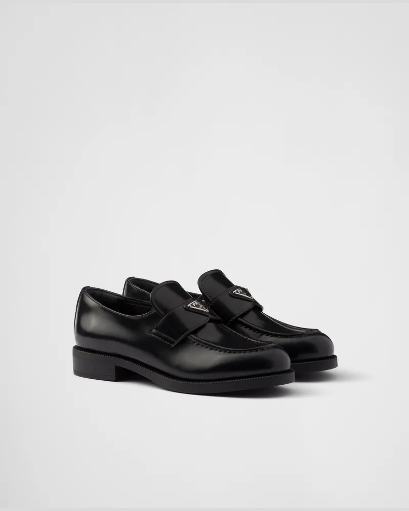 Prada Loafer aus gebürstetem Leder Schwarz