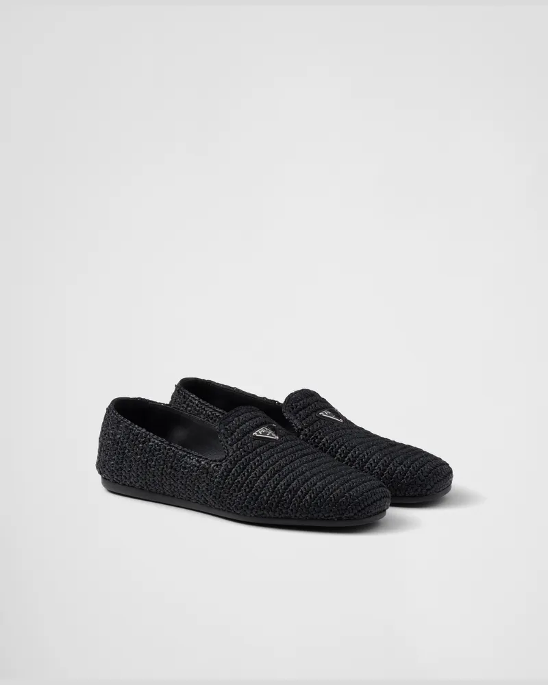 Prada Gehäkelte Slipper Schwarz