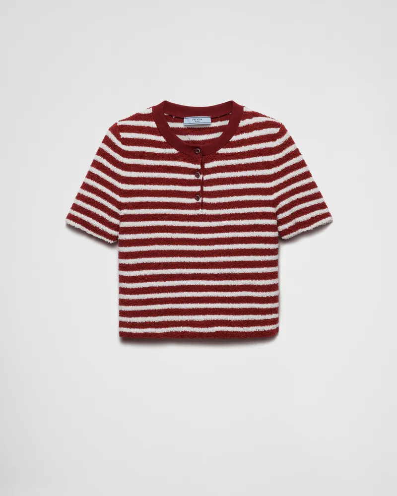 Prada Rundhalspullover aus Bouclé-Baumwolle Amaranth