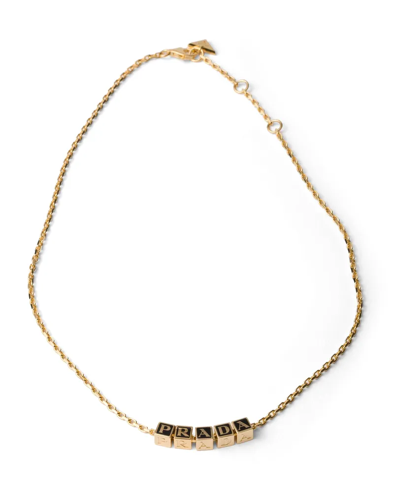 Prada Halskette Aus Metall, Damen, Gold/schwarz Gold