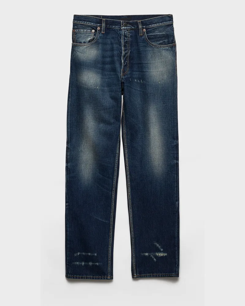 Prada Reguläre Jeans aus gewaschenem Denim Blau
