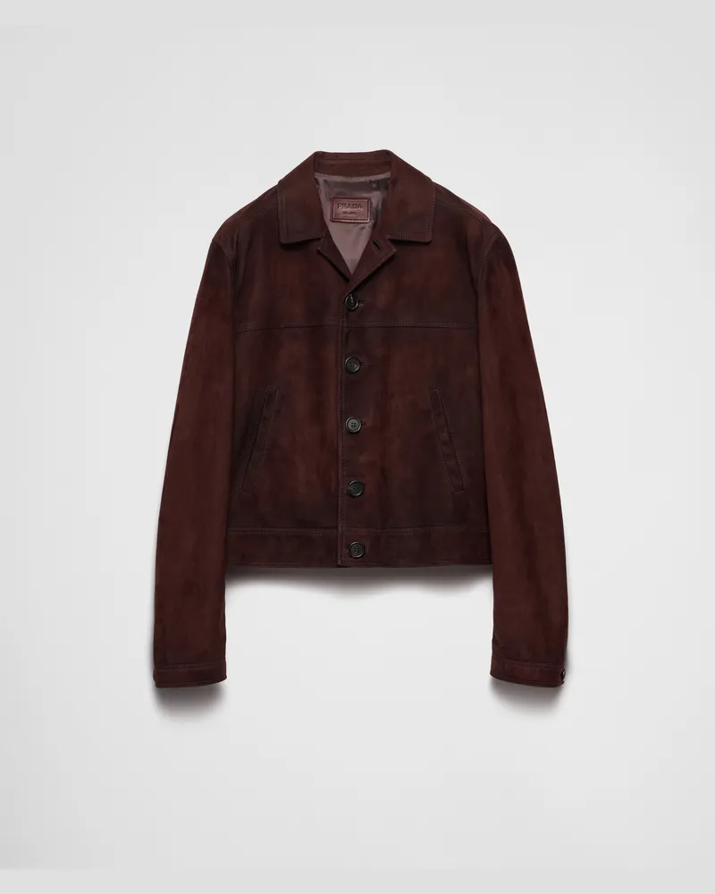 Prada Blousonjacke aus Wildleder Burgunderrot