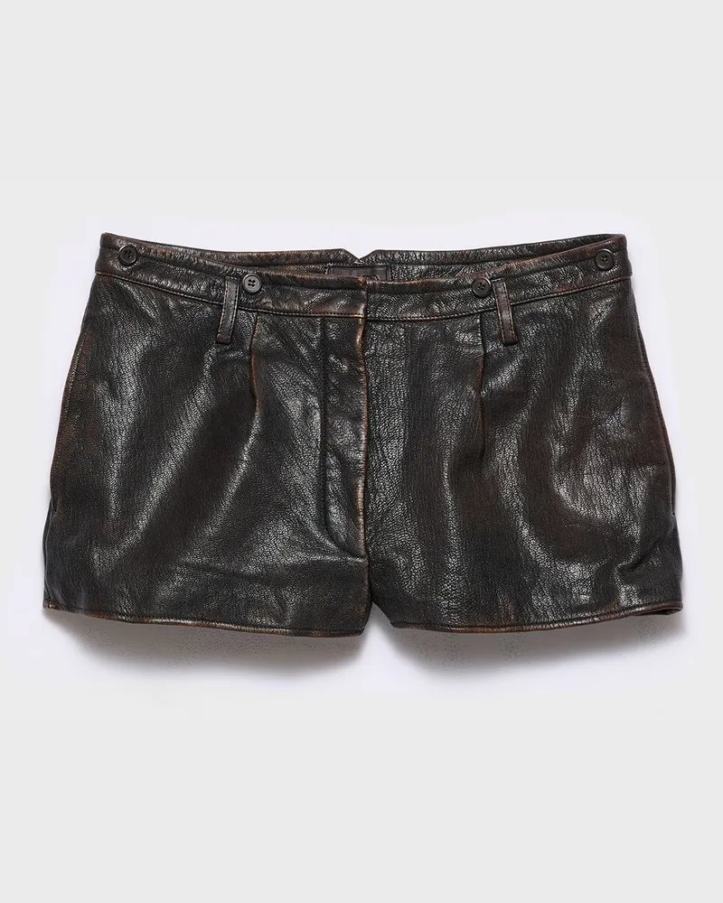 Prada Shorts aus Leder Dunkelbraun