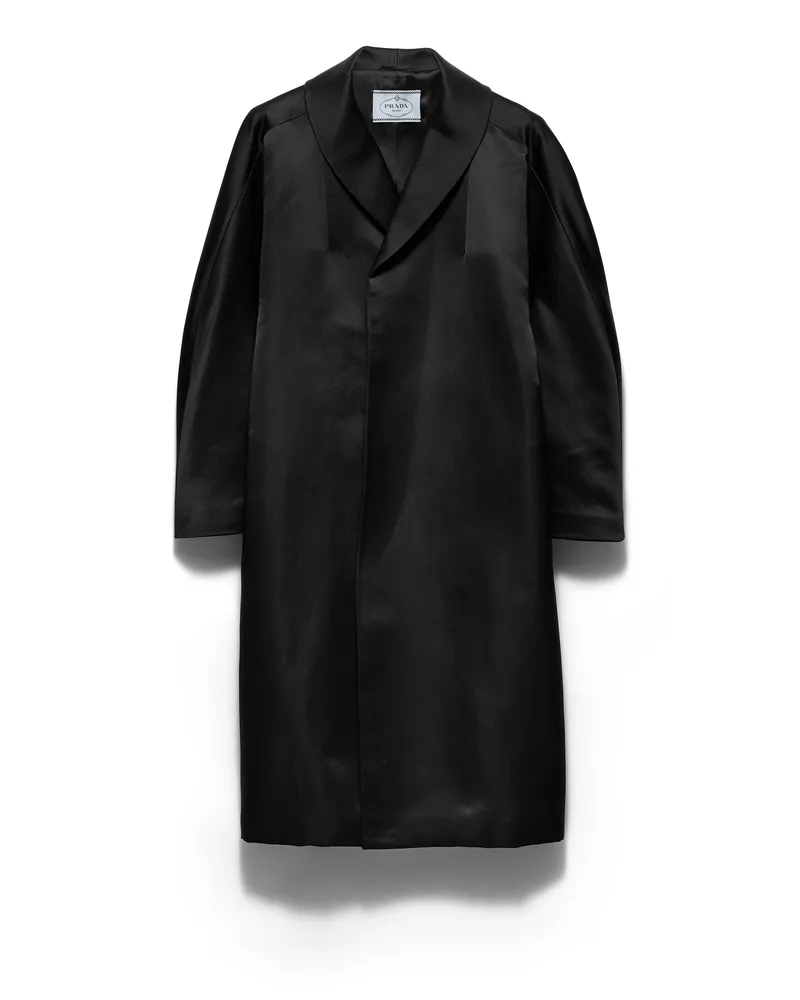 Prada Einreihiger Mantel Aus Doppelsatin, Damen, Schwarz, Größe Schwarz