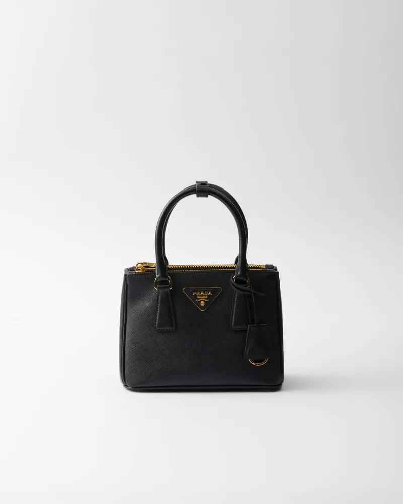 Prada Galleria Mini Bag Aus Saffiano-leder, Damen, Schwarz Schwarz