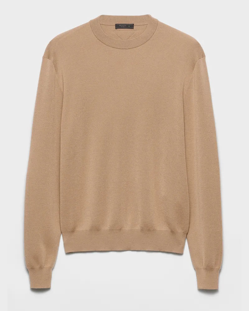 Prada Rundhalspullover aus Kaschmir Khaki