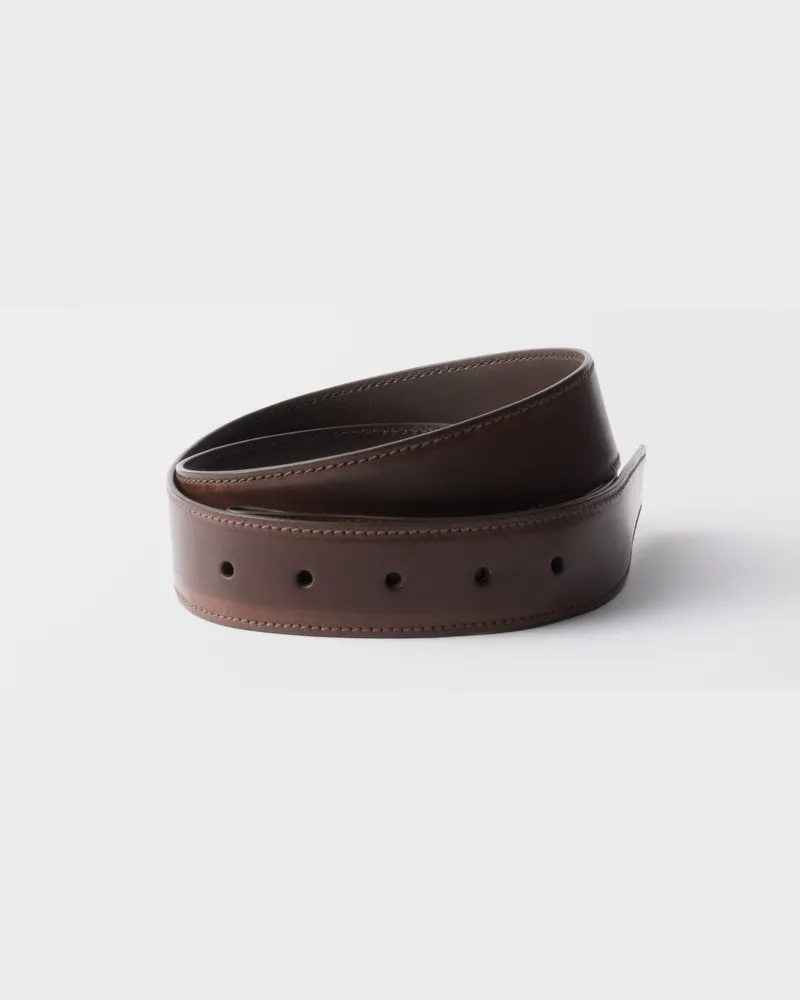 Prada Gürtelband aus Leder Ebenholz