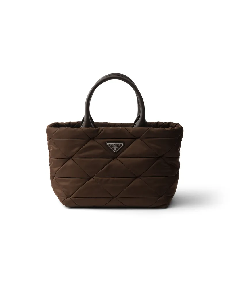 Prada Mittelgroße Tote Bag Aus Gepolstertem Re-nylon Und Leder, Damen, Sienna Sienna
