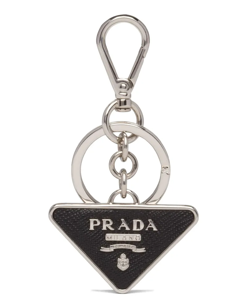Prada Schlüsselanhänger Aus Saffiano Leder, Herren, Schwarz Schwarz