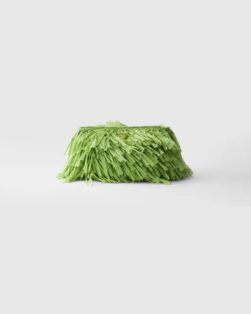 Prada Mittelgroße Häkel-Clutch mit Fransen Wiesengrün