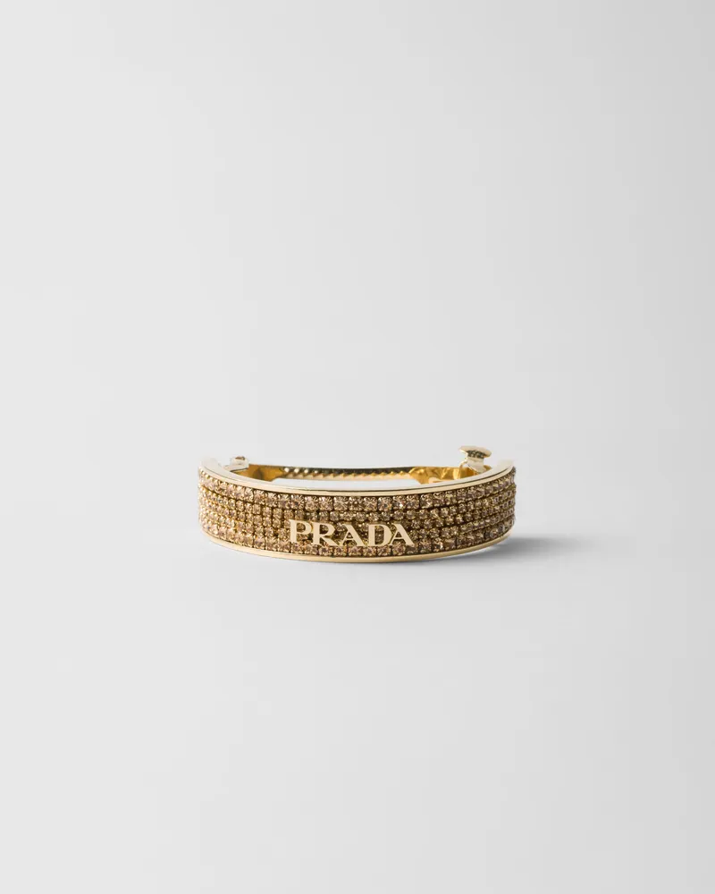 Prada Haarspange aus Messing mit Kristallen Gold