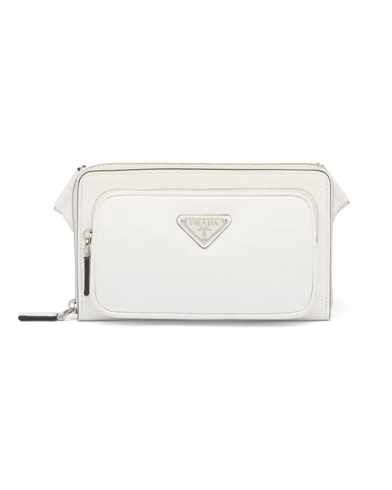 Prada Gürteltasche Aus Saffiano-leder, Herren, Weiss Weiss